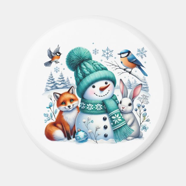 Íman Ímã de Boneco de Neve (Frente)