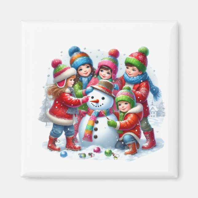 Íman Ímã de Boneco de Neve de Inverno   (Frente)