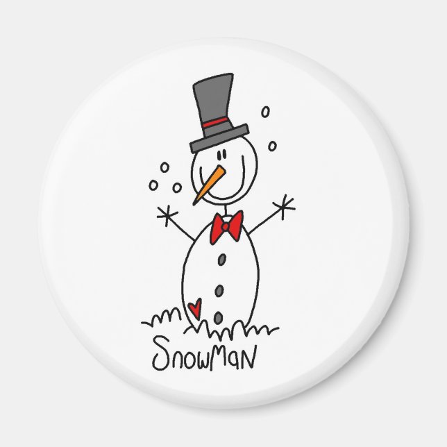 Íman Ímã de Boneco de Neve em Desenho Simples (Frente)