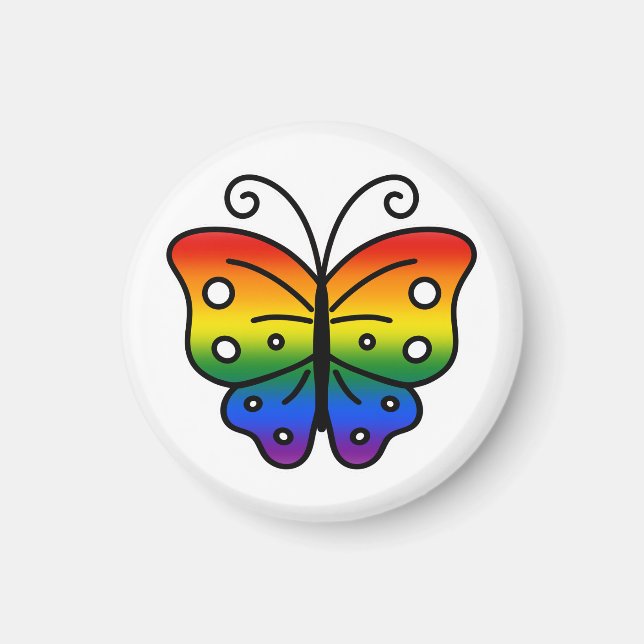 Íman Ímã de Borboleta Orgulho Gay (Frente)