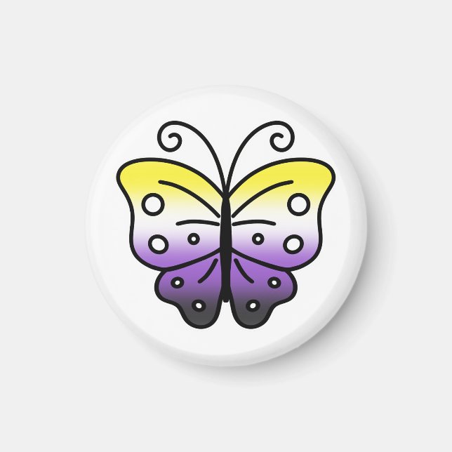Íman Ímã de Borboleta Orgulho Não Binário (Frente)