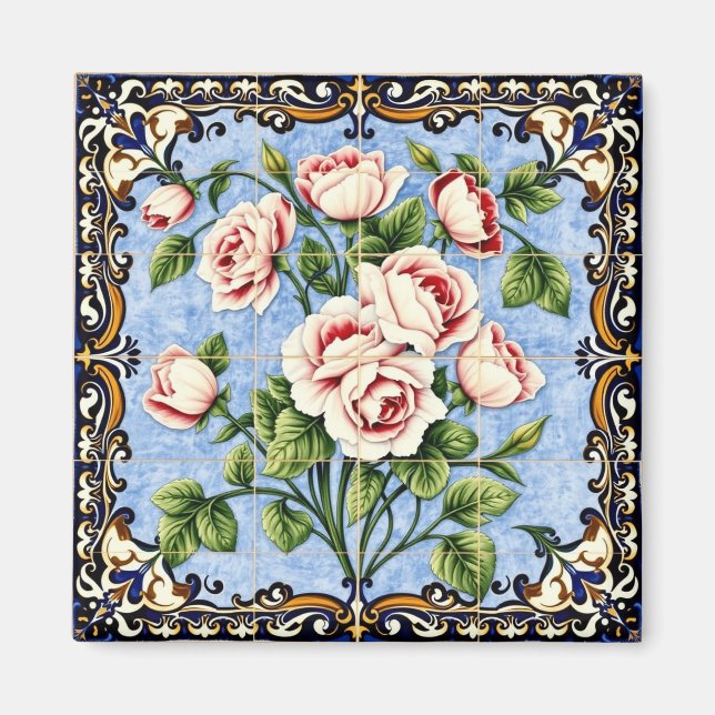 Íman ímã de buquê de rosas (Frente)