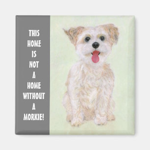 Íman Ímã de Cachorro Morkie Com Texto
