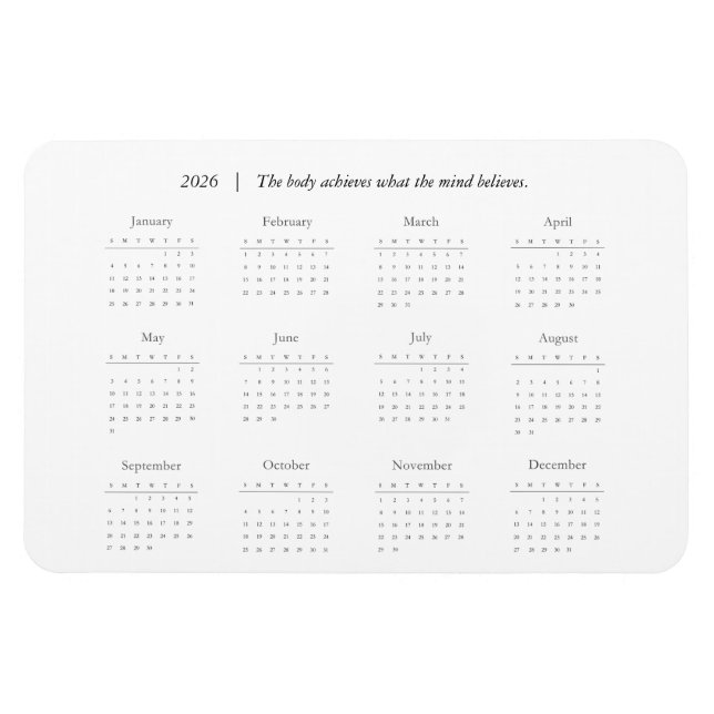 Íman Ímã de Calendário 2026 com Citação Personalizada (Horizontal)