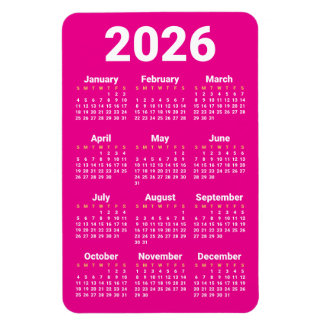 Íman Ímã de Calendário 2026 | Cores personalizadas
