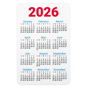 Íman Ímã de Calendário 2026   Tema: Cores da bandeira d