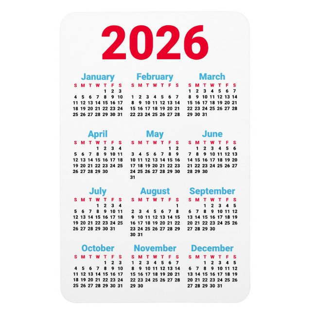 Íman Ímã de Calendário 2026 | Tema: Cores da bandeira d (Vertical)