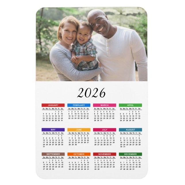 Íman Ímã de Calendário de Fotos 2026 Personalizado Colo (Vertical)