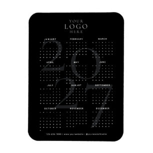Íman Ímã de Calendário de Negócios Minimal Preto 2027