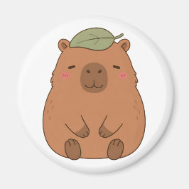 Íman Ímã de Capivara Fofa Com Folha Verde na Cabeça