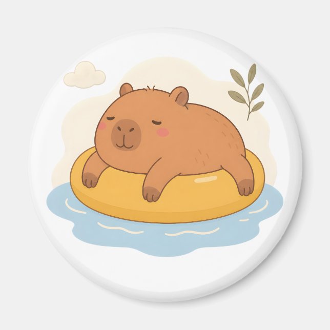 Íman Ímã de Capivara Fofa Flutuando em Piscina para o V (Frente)