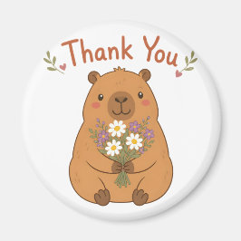 Íman Ímã de Capivara Fofa Obrigado Flores Silvestres