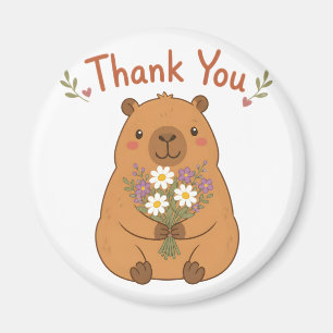 Íman Ímã de Capivara Fofa Obrigado Flores Silvestres