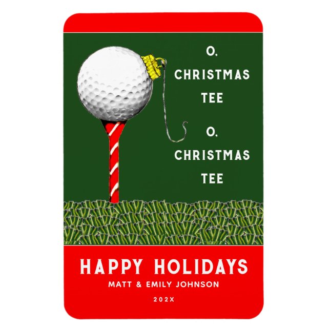 Íman Ímã de cartão de Natal de golfe engraçado (Vertical)