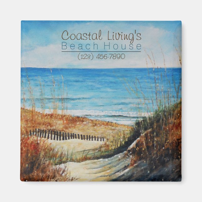 Íman Ímã de Casa de Férias nas Dunas de Areia da Praia (Frente)