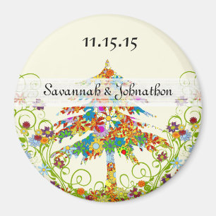 Íman Ímã de Casamento Árvore Flor de Pinheiro