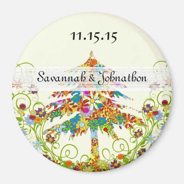 Íman Ímã de Casamento Árvore Flor de Pinheiro (Frente)