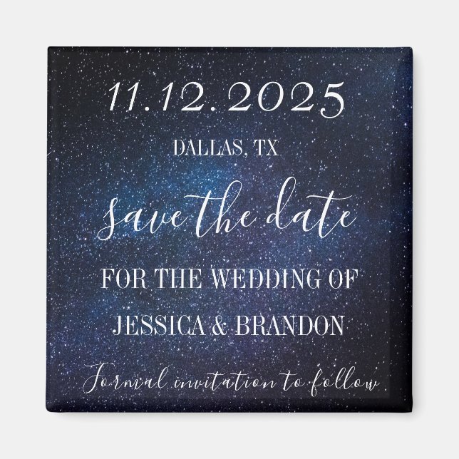 Íman Ímã de Casamento Azul Marinho Noite Estrelada da G (Frente)