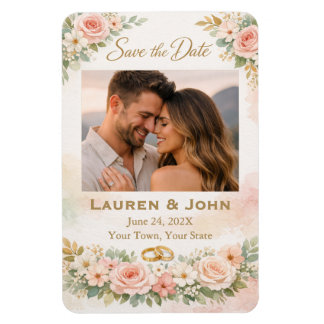 Íman Ímã de Casamento de Save The Date da Flor de Famíl