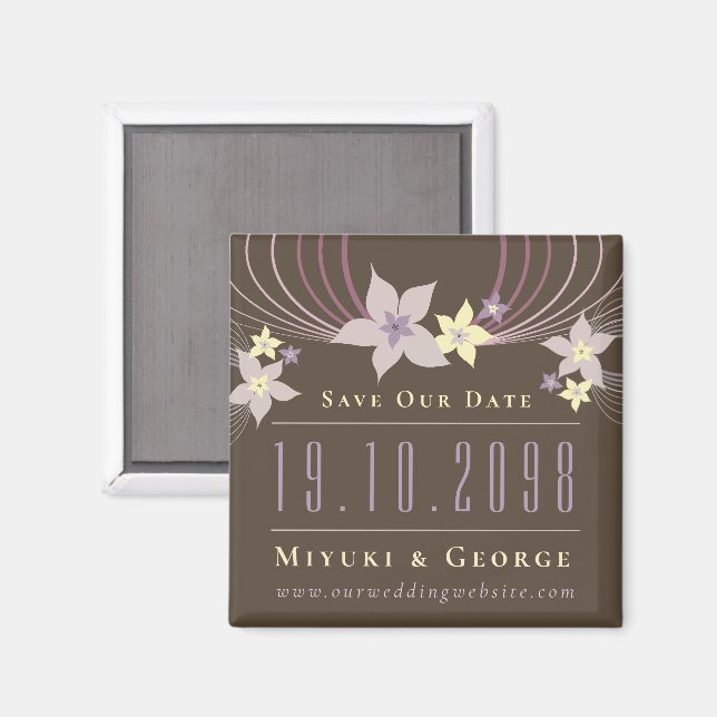 Íman Ímã de Casamento Frangipani Roxo para Salvar a Dat (Front/Back)
