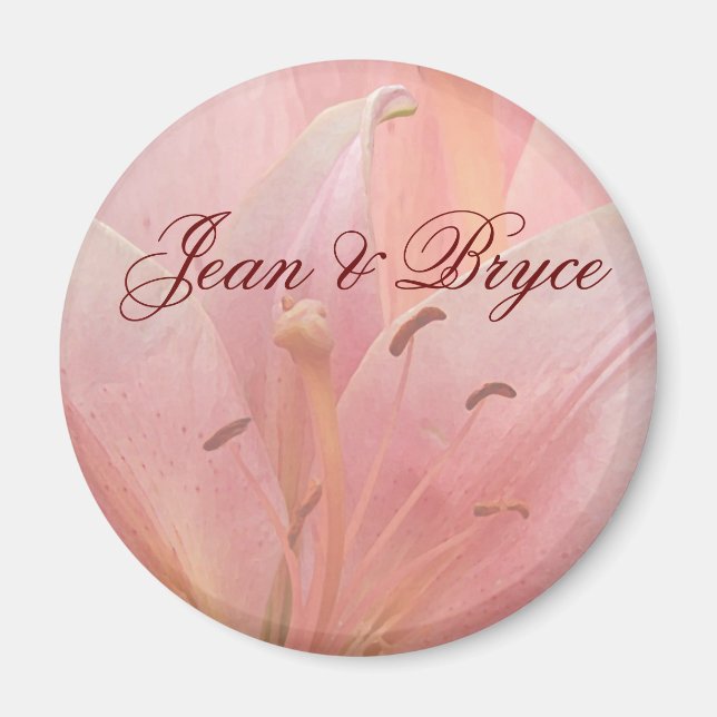 Íman Ímã de casamento Lírio Tigre Rosa (Frente)