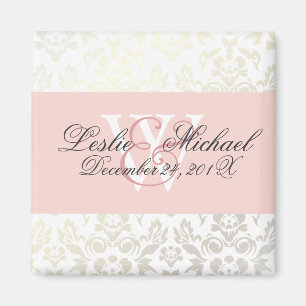 Íman Ímã de Casamento Monograma Damask