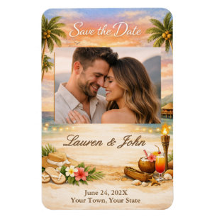 Íman Ímã de Casamento Salve a Data Tropical Breeze Foto