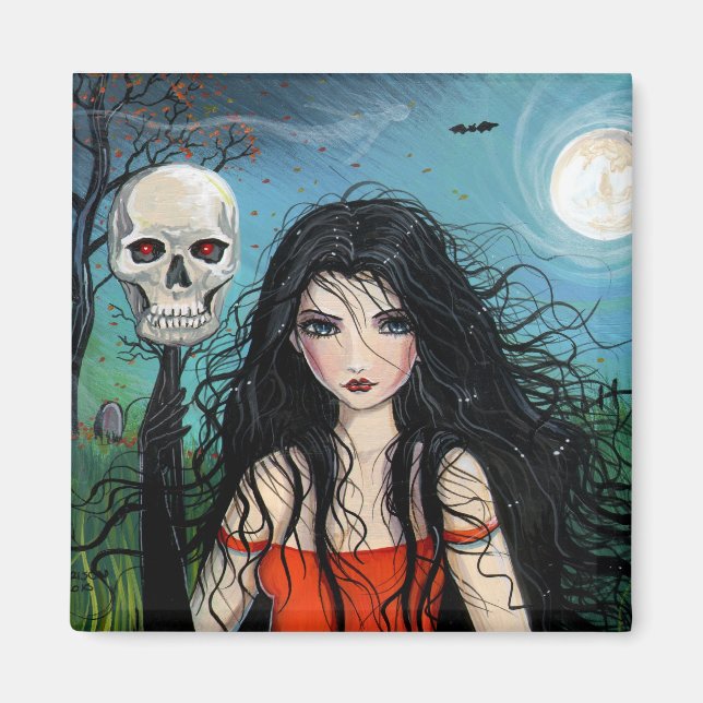 Íman Ímã de Caveira de Vampiro de Halloween (Frente)