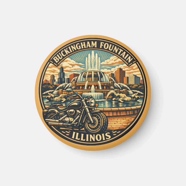 Íman Ímã de Chicago Illinois Motociclista Buckingham Fo (Frente)