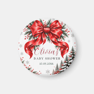 Íman Ímã de Chuveiro de Bebê de Natal com Laço Vermelho