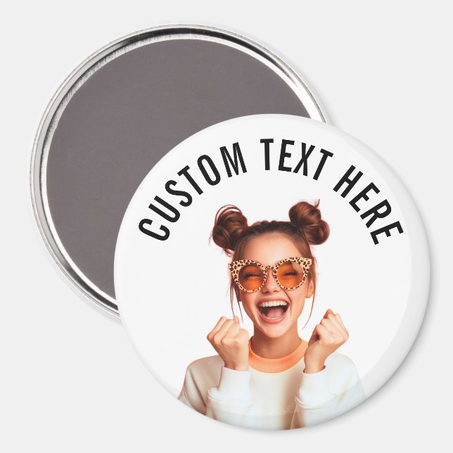 Íman Ímã de Círculo com Foto e Texto Personalizados (Front/Back)