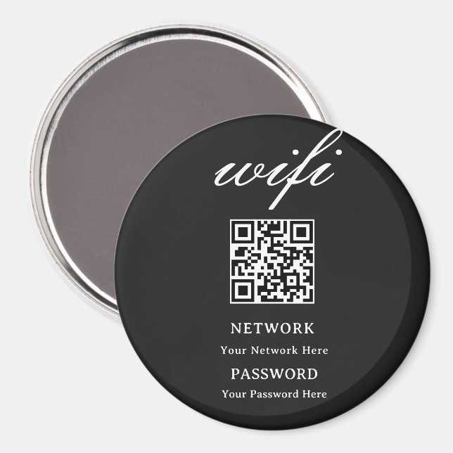 Íman Ímã de Círculo | Rede de Senha Wifi Moderna (Front/Back)