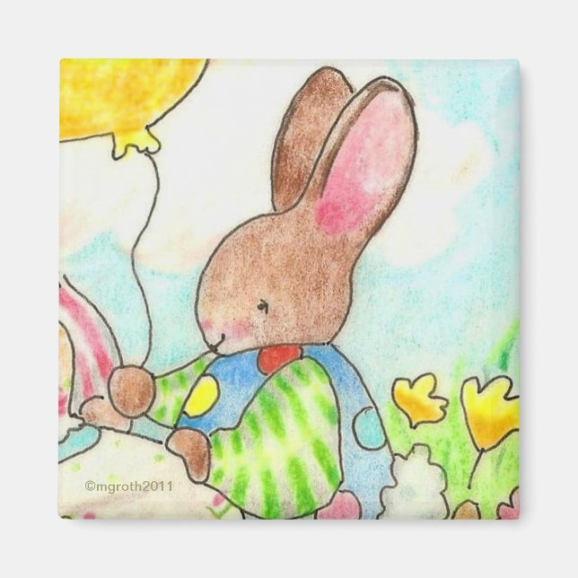 Íman imã de coelhinho de aniversário (Frente)