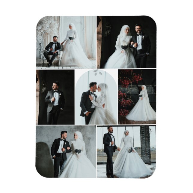 Íman Ímã de Colagem de Fotos de Casamento Personalizado (Vertical)