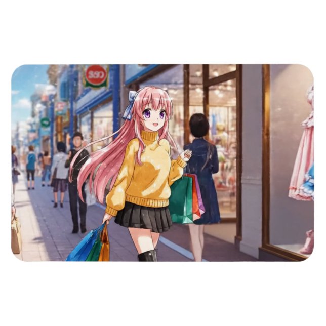 Íman Ímã de Compras de Garota de Anime (Horizontal)