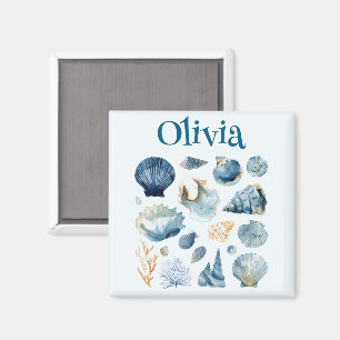 Íman Ímã de Concha Azul Nome Personalizado