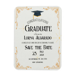 Íman Ímã de Convite de Foto de Formatura Branco