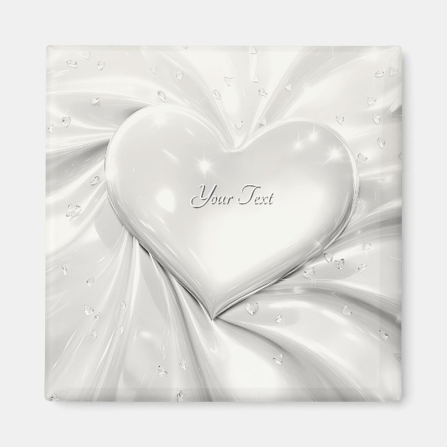 Íman Ímã de Coração de Creme Branco Elegante (Frente)