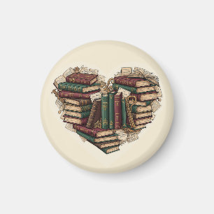Íman Ímã de Coração de Livro Arte de Leitor Estético