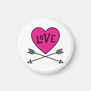 Íman Ímã de Corações de Cupido com Coração Rosa