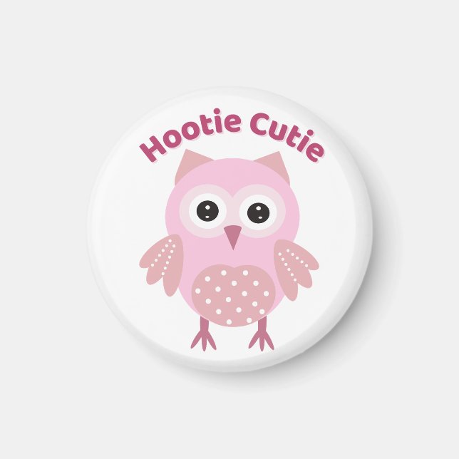 Íman Ímã de Coruja Rosa Hootie Cutie (Frente)