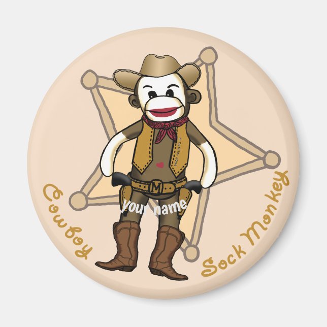 Íman Ímã de Cowboy de Macaco de Meia  (Frente)