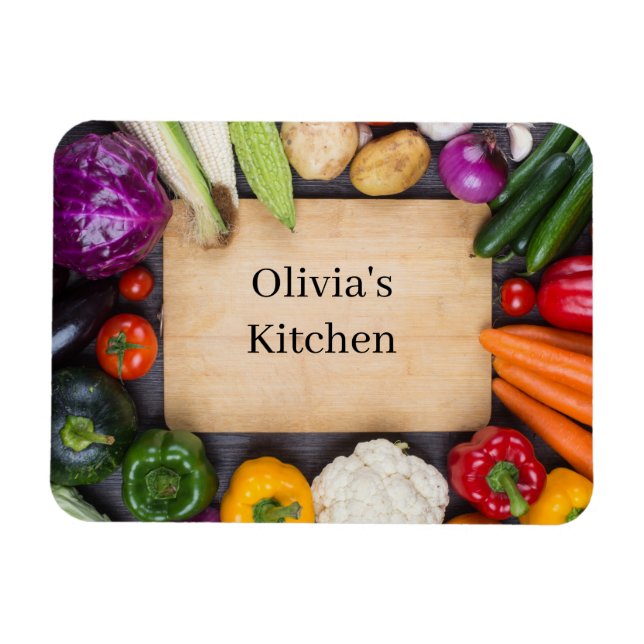Íman Ímã de Cozinha de Legumes Nome Personalizado (Horizontal)