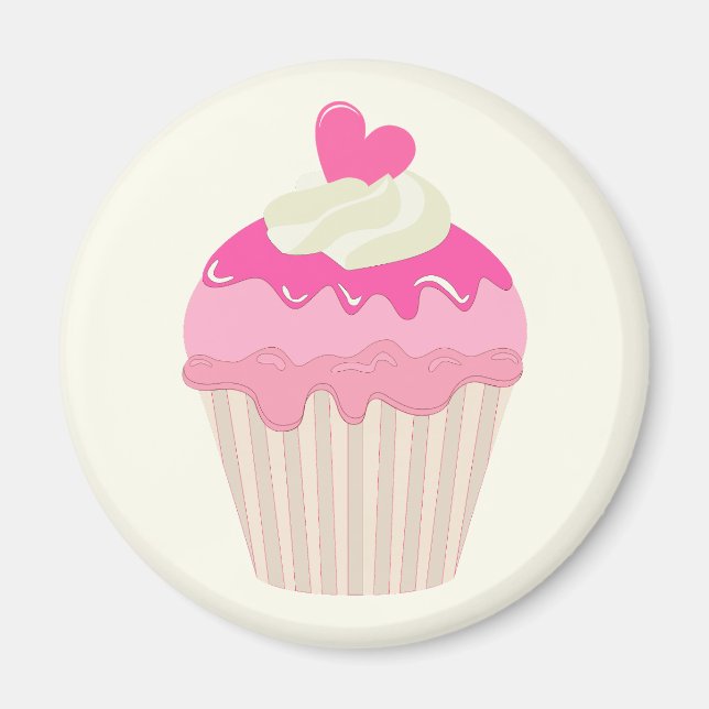 Íman Ímã de Cupcake Rosa Fofo (Frente)