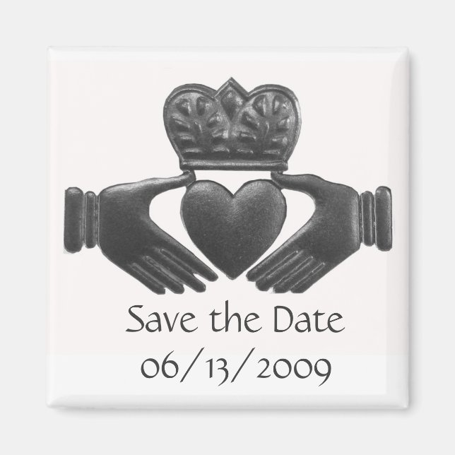 Íman Ímã de data de salvar Claddagh irlandês (Frente)