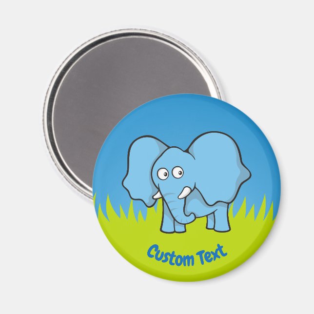 Íman Ímã de desenho animado de elefante azul (Front/Back)