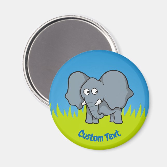 Íman Ímã de desenho animado de elefante cinza (Front/Back)