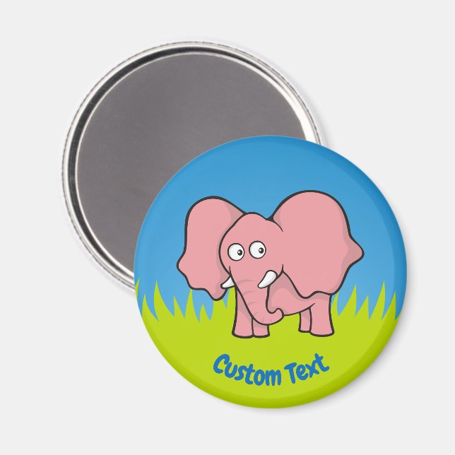 Íman Ímã de desenho animado de elefante rosa (Front/Back)