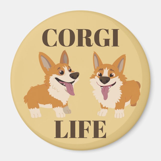 Íman Ímã de Dois Cachorros Corgi Fofos (Frente)