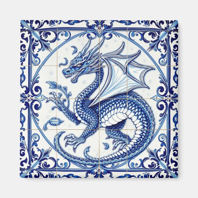 Íman ímã de dragão da lua safira (Frente)